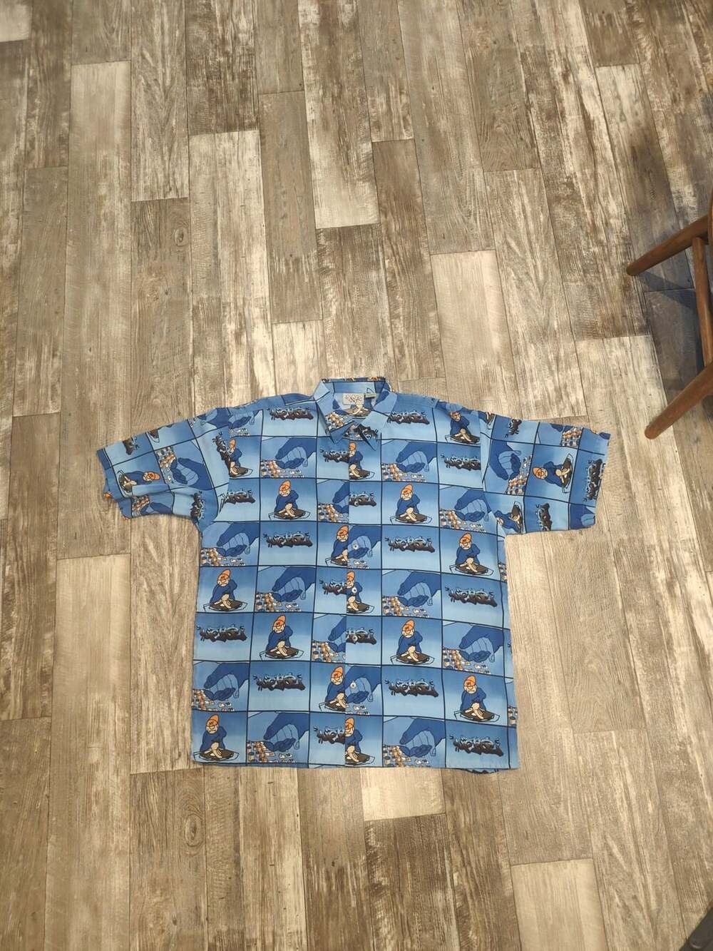 UPRO'S Men's Hip Hop DJ Graphic Print Short Sleeve Button Down Shirt Size XXL